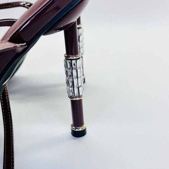 Azalea Wang Brown Jeweled Heels Size 7.5 Brown Leather 5" Heel Formal Event - Picture 5 of 15